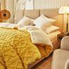 Thickened Super Soft Insulation Hibiscus Winter Quilt,Hibiscus Double Fabrics,Breathable Warmth Fluffy Plush Double Sided Velvet Blanket for Cold Weather(Yellow,150x200cm/59x79in(4kg)) view 3
