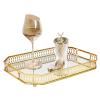 Gold Serving Tray Clear Glass Decorative Tray Organizer for Home Fruits Drinks Makeup Mirror Tray Modern Stylish Design Lightweight Durable Rustproof Ideal for Living Room Bedroom Storage view 1