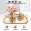 Gold Serving Tray Clear Glass Decorative Tray Organizer for Home Fruits Drinks Makeup Mirror Tray Modern Stylish Design Lightweight Durable Rustproof Ideal for Living Room Bedroom Storage view 2