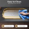 Gold Serving Tray Clear Glass Decorative Tray Organizer for Home Fruits Drinks Makeup Mirror Tray Modern Stylish Design Lightweight Durable Rustproof Ideal for Living Room Bedroom Storage view 4