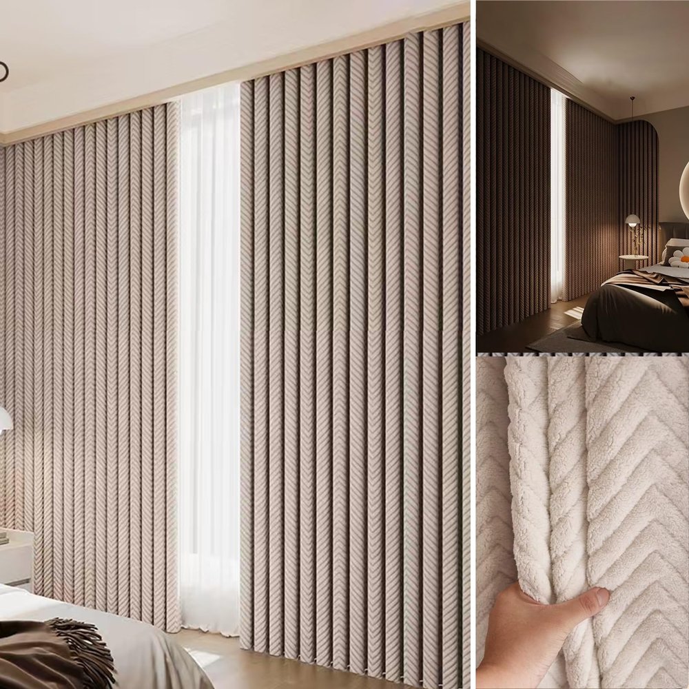 AUCRISE Insulated Cotton Curtains for Winter, 99.9% Blackout Heavy Thermal Curtains, Soundproof Window Curtain, 96 Inches Length 2 Panels Set, Extra Wide, Plush, Drapes for Living Room, Bedroom