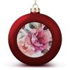4PCS Flowerand Rose Printed Red Christmas Ball Christmas Tree Ornament Hanging Balls Ornaments for Xmas Trees Birthday Wedding Party Decorations New Year view 1