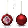 4PCS Flowerand Rose Printed Red Christmas Ball Christmas Tree Ornament Hanging Balls Ornaments for Xmas Trees Birthday Wedding Party Decorations New Year view 2