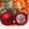 4PCS Flowerand Rose Printed Red Christmas Ball Christmas Tree Ornament Hanging Balls Ornaments for Xmas Trees Birthday Wedding Party Decorations New Year view 4