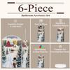 6 Piece Bathroom Accessories Set Nostalgic Holiday Landscape Evergreens Cozy Snowman Trash can Toilet Brush Holder Toothbrush Holder Toothbrush Cup Soap Dispenser Soap Dish for Home view 2
