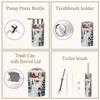 6 Piece Bathroom Accessories Set Nostalgic Holiday Landscape Evergreens Cozy Snowman Trash can Toilet Brush Holder Toothbrush Holder Toothbrush Cup Soap Dispenser Soap Dish for Home view 4