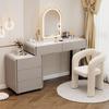 SFJATTA Vanity Desk with Mirror and led Lights Wooden Makeup Desk with Cushioned Stool Wooden Makeup Desk for Bedroom Dressing Room for Bedroom Girl Women(Light Grey,80cm/31.5in) view 1
