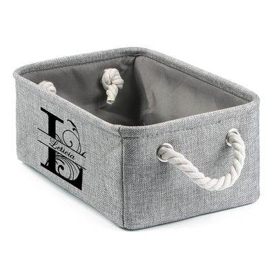 Gaosh Personalized Canvas Storage Basket - Custom Name Initial Fabric Bins for Shelves Unisex Gift for Mom Dad Wife Grandma