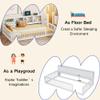 JIJIWNAG Floor Daybed Twin XL with Bookcase and Fence Solid Wood Low Corner Bed Frame with Charging Station and Storage, White view 4