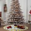 Christmas Tree Skirt,Farm Pastoral Dwarf Lemon Leaves Xmas Tree Skirts Ornaments for New Year Holiday Party Decor,White Yellow Buffalo Checker Christmas Tree Mat view 4