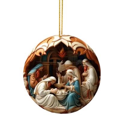 Acrylic Christmas Decoration Pendant Christmas Holiday Pendant Indoor and Outdoor Christmas Party Supplies Scene Retro Decoration Christmas Tree Pendant (Blue, One Size)