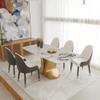 71" Modern Dining Table for 6, Luxury White Kitchen Table, Large Stainless Steel Base Dining Room Table view 1
