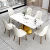 71" Modern Dining Table for 6, Luxury White Kitchen Table, Large Stainless Steel Base Dining Room Table view 4