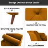 PEIHONGET Storage Bench for Bedroom, 65" Velvet End of Bed Bench Button-Tufted Upholstered Storage Ottoman Armed Long Bench Solid Wood Legs 2 Pillows for Entryway Living Room Dining Room (Brown) view 4