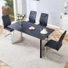 hohoedc 63 Inch Marble Dining Table Set for 4 with Sintered Stone Tabletop & 4 PU Leather Chairs, Modern 4-Seater Rectangle Set for Dining Room & Kitchen view 1