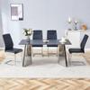 hohoedc 63 Inch Marble Dining Table Set for 4 with Sintered Stone Tabletop & 4 PU Leather Chairs, Modern 4-Seater Rectangle Set for Dining Room & Kitchen view 2