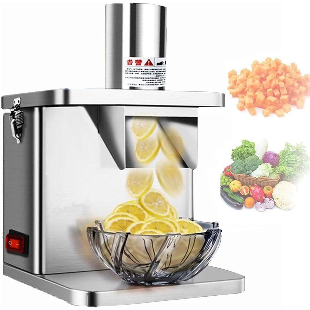 ERoomQ Commercial Electric Vegetable Dicer,Automatic 250w Food Processor,Effortlessly Dice Onions,Includes Dicing Slicing Blades