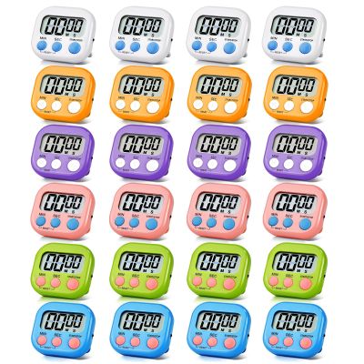 24 Pack Digital Kitchen Timer Magnetic Digital Timer with Big Display Loud Ring Cooking Timers for Kitchen Electronic Timer for Cooking, Bathing, Gym, Break Time, Classroom(6 Color)