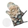 500 High Temperature Resistant Baking Gloves Pot Holders, Shellac Gloves Pot Cover Holders 4-Piece Set, BBQ Party Cooking Oven view 3