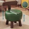 CORGLI Low Stool with Backrest, Leather Rotatable Design Footstool and Ottomans, Comfortable Sitting Experience, Ideal for Living Room, Bedroom,Brown view 2