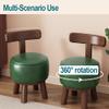 CORGLI Low Stool with Backrest, Leather Rotatable Design Footstool and Ottomans, Comfortable Sitting Experience, Ideal for Living Room, Bedroom,Brown view 4