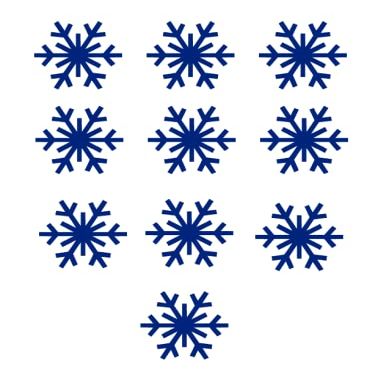 10 Mini Snowflake Iron On Decals, Mini Bulk 1x1 inch Vinyl Snowflakes Patches, Winter Christmas Applique DIY Crafts (Blue)