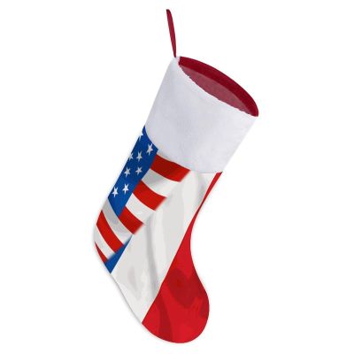 America Flag and France French Flag Theme Christmas Stocking,16.5" Holiday Stockings Santa Decorations for Christmas Xmas Tree Fireplace Family Decor Gifts