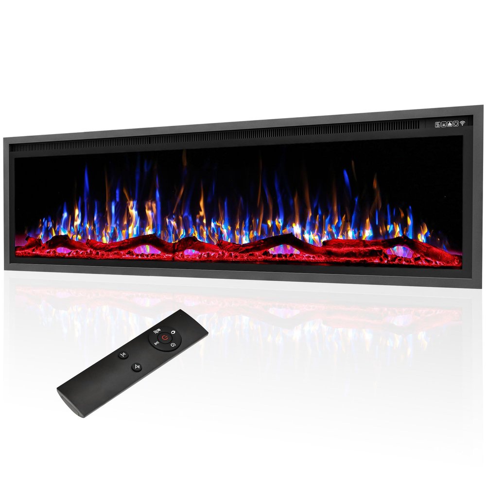 72" Electric Fireplace Recessed Linear