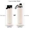 Auryu Oat 24oz Insulated Water Bottle, Triple-Walled Stainless Steel Thermos, Leak Proof Wide Mouth Flask with Bonus Spout Lid, BPA-Free for Gym, Travel, Sports, Hot & Cold Drinks view 3