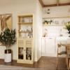 Palace Imports 100% Solid Wood 2-Drawer Pantry w/ 2 Glass Doors, Yellow, 32" w x 71.5" h, Renewable Eco-Friendly Pine, Made in Brazil view 3