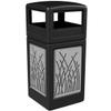 42 Gal Black Square Trash Receptacle with Stainless Steel Reed Panels and Dome Lid, Commercial Trash Can, Indoor and Outdoor Trash Can, Heavy-Duty Waste Container Trash for Patios, Parks, Lobbies view 1