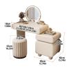 BRCYKRWY Modern Makeup Table with Drawers and Stool Vanity Desk with Mirror and Lights Makeup Vanity Set Makeup Vanity Desk with Cushioned Stool for Bedroom Free Retractable Side Cabinet view 2