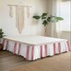 Bed Skirt Red Ticking Vertically Stripe Bed Skirt 18 Inch Drop Simple Style White Elastic Wrap Around Bed Skirt Dust Ruffle for Cal King Size Bed view 2