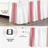 Bed Skirt Red Ticking Vertically Stripe Bed Skirt 18 Inch Drop Simple Style White Elastic Wrap Around Bed Skirt Dust Ruffle for Cal King Size Bed view 3