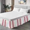 Bed Skirt Red Ticking Vertically Stripe Bed Skirt 18 Inch Drop Simple Style White Elastic Wrap Around Bed Skirt Dust Ruffle for Cal King Size Bed view 4