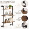 Lonmrrton Wall Mounted Floating Shelves, Wine Glass Holder Kitchen Storage Rack, Wood Bookshelf Plant Flower Pot Stand Display Shelves for Living Room Bedroom Office(100x25x100cm) view 3