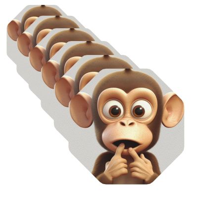 Coasters Set of 6 Leather Coasters The Silent Monkey Coffee Cup Mat Drink Coasters Octagon Tabletop Protection Mat for Bar Decorate Cup pad for Coffee Table Kitchen Dining Room