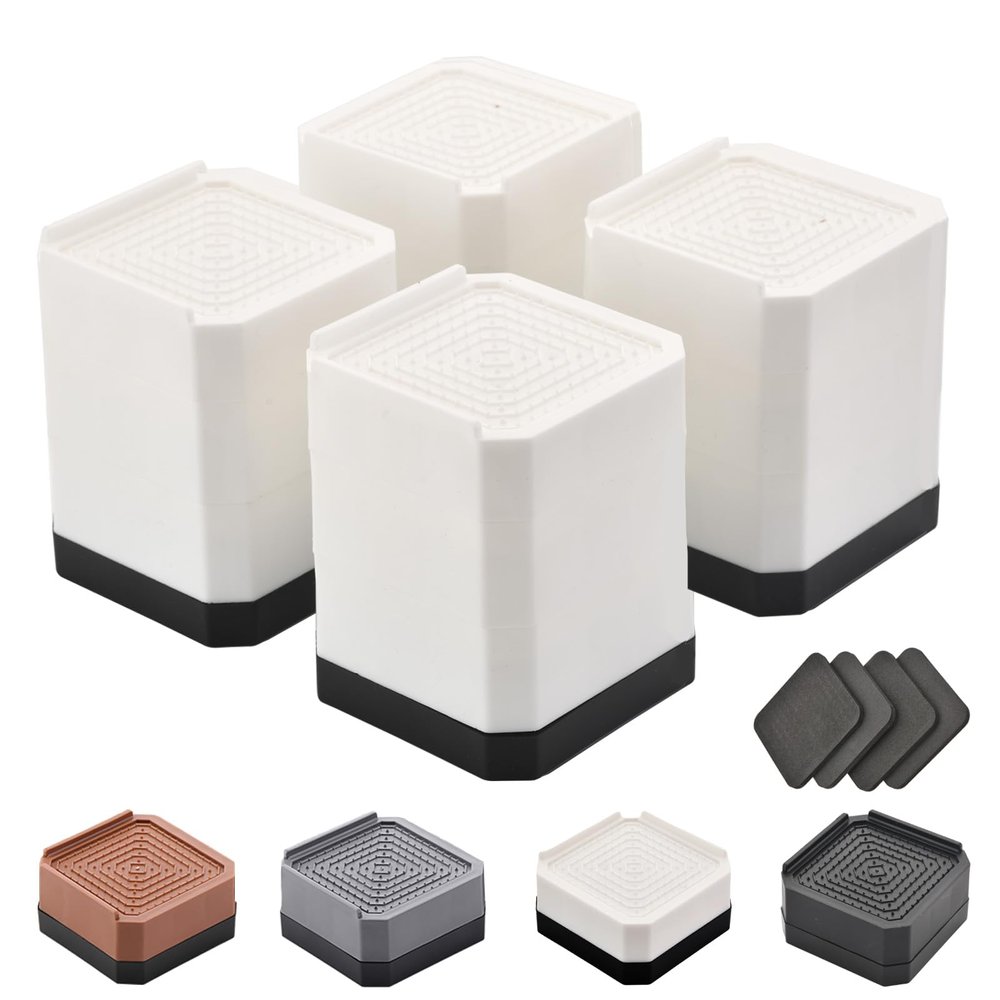 EclatBain Adjustable Bed Risers 3&4.3 Inch, 4000 lbs, 4 Pack White