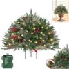 Lighted Artificial Christmas Urn Filler,Holiday Planter Filler,Tripod Stake and 60 LED Lights,Light Up Xmas Pine Trees with Cones,Holiday Planters Outdoor Light Up Planter Filler Holiday Home (C) view 1