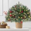 Lighted Artificial Christmas Urn Filler,Holiday Planter Filler,Tripod Stake and 60 LED Lights,Light Up Xmas Pine Trees with Cones,Holiday Planters Outdoor Light Up Planter Filler Holiday Home (C) view 4