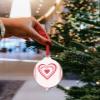2024 Christmas Ornament Happy Valentine's Day Romantic Love Heart,Acrylic Hanging Accessories Christmas Tree Decoration for Party Holiday,Pink Hearts Lattice Leaf Shape Xmas Pendant 8 Pieces view 3