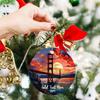Golden Gate Bridge Ornament Christmas 2025, Personalized Golden Gate Bridge Francisco Xmas Ornament, City Travel Souvenir Ornament, Custom Golden Gate Bridge Stained Glass Ornament with Text view 2