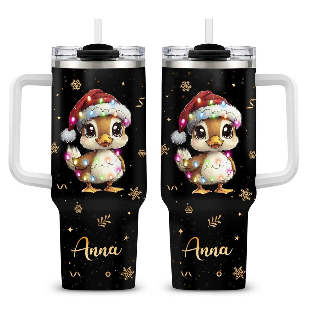 Hyturtle Duck Christmas Tumbler 2026 Custom Name 40oz Cup Holiday Gift