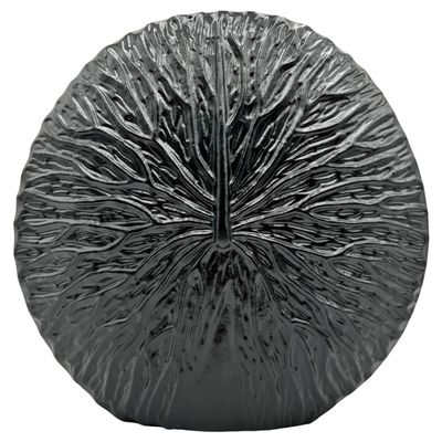 Bergamo Art 11" Decorative Handmade Aluminum Round Flower Vase in Black