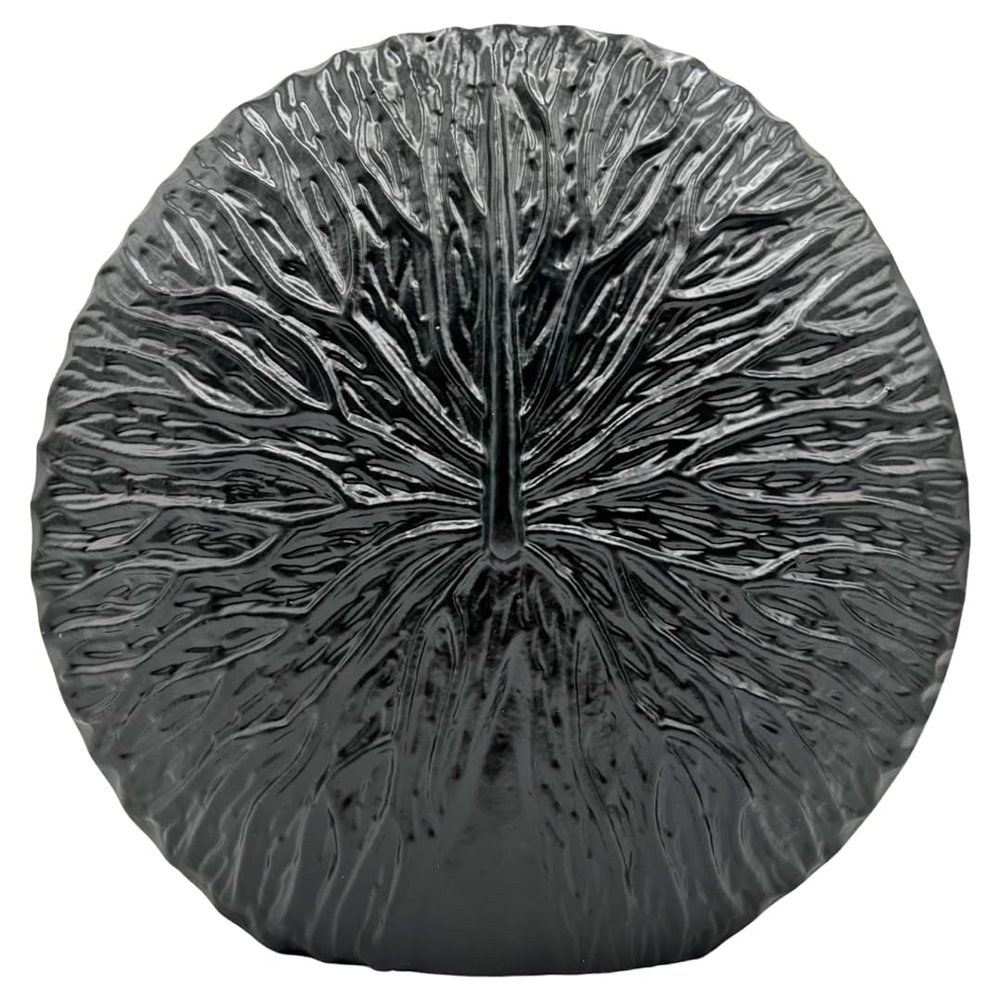 Bergamo Art 11" Decorative Handmade Aluminum Round Flower Vase in Black