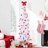 Best Choice Products Pre-Lit White Pencil Christmas Tree, 12ft Slim Lighted Artificial Dcor w/ 2-in-1 White & Multicolor Lights, Metal Base view 2