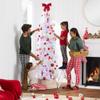 Best Choice Products Pre-Lit White Pencil Christmas Tree, 12ft Slim Lighted Artificial Dcor w/ 2-in-1 White & Multicolor Lights, Metal Base view 3