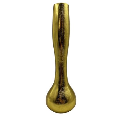 Bergamo Art 16" Tall Decorative Handmade Aluminum Long Round Flower Vase in Gold