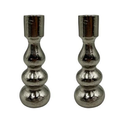 Bergamo Art 7 Inch Decorative Handmade Aluminum Modern Candle Holder Set of 2