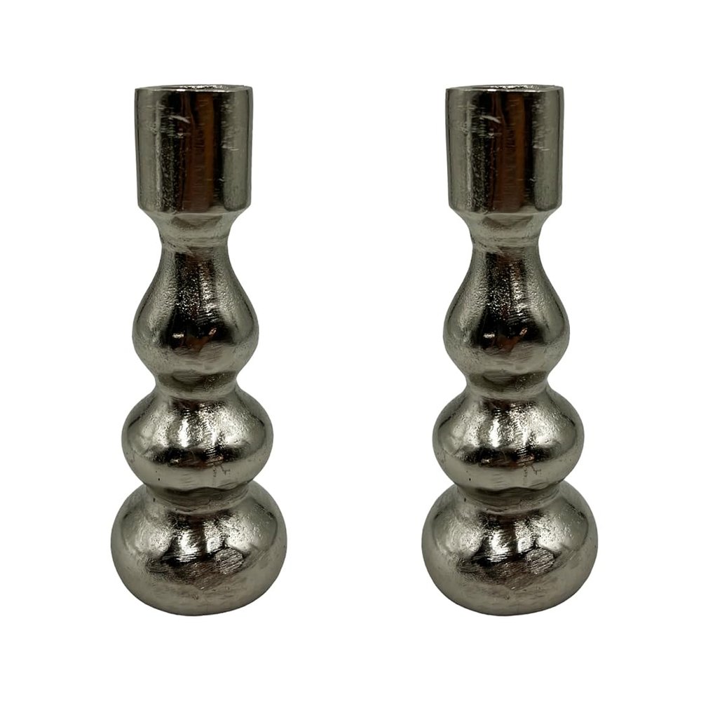 Bergamo Art 7 Inch Decorative Handmade Aluminum Modern Candle Holder Set of 2